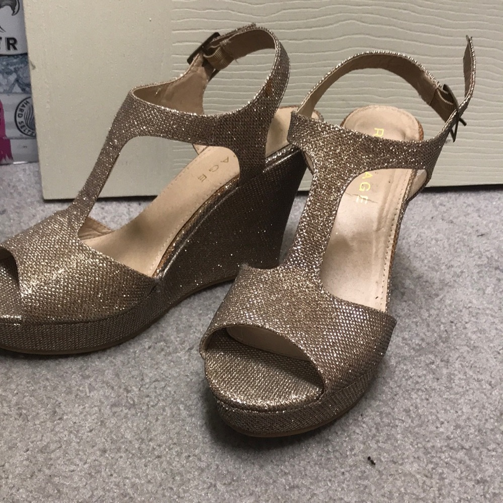 Gold sparkle wedges, worn once